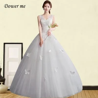 v neck wedding dress gr685 sleeveless long bridal gowns embroidery formal vestidos de novia appliques lace up wedding dresses
