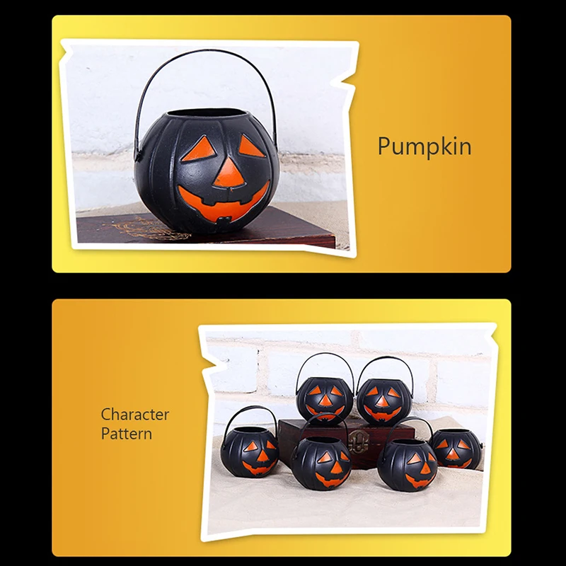 

6pcs Halloween Mini Candy Kettles Ghost Pumpkin Bucket Ghosts Decoration Props Pumpkin Lights Masquerade Props DIY Kids Gifts