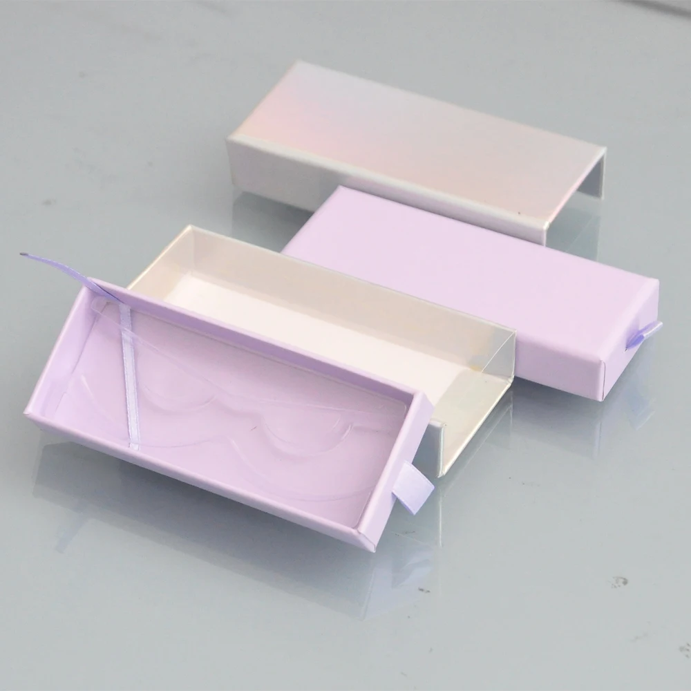 

20pcs/pack Wholesale Eyelash Packaging Box Lash Boxes Package Custom Drawer Lavender 25mm Faux Cils Makeup Storage Case Vendors