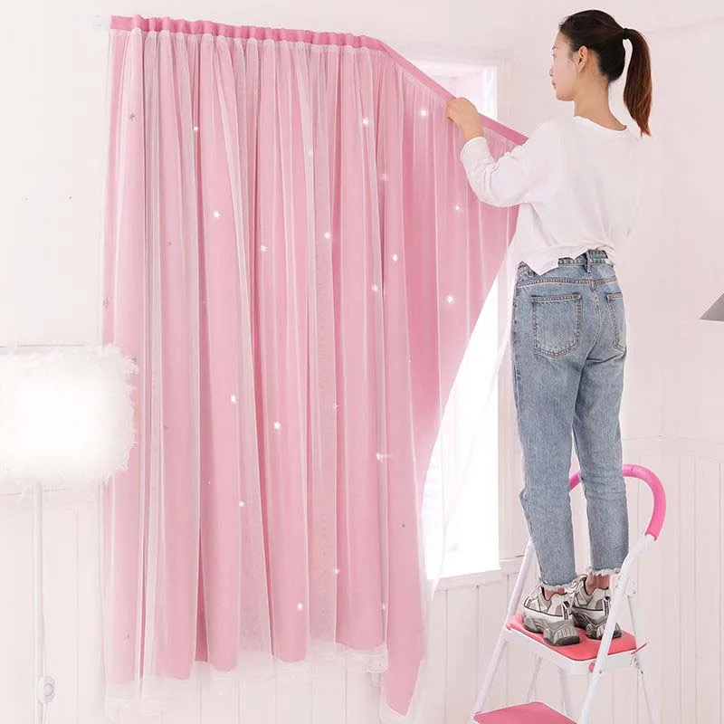 

Mcao Punch Free Velcro Curtains Blackout Window Home Bedroom Living Room Star Decoration Accessories Shading Blind Drapes TJ1620