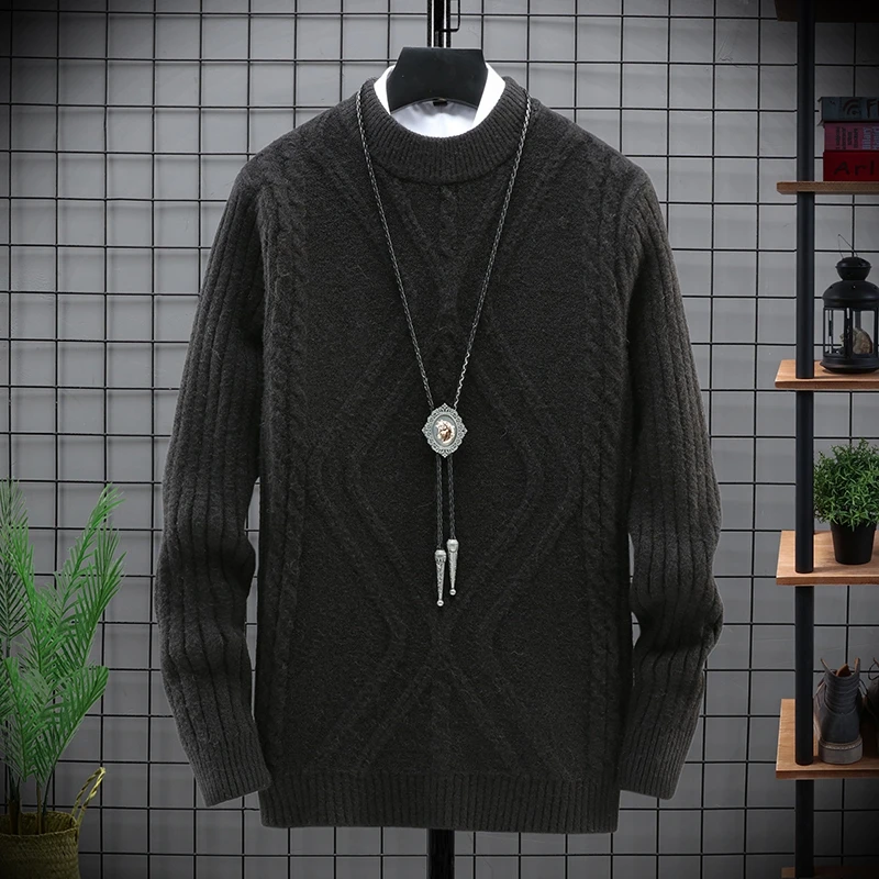 

Новинка, мужские свитера, модный однотонный Повседневный теплый жаккардовый свитер