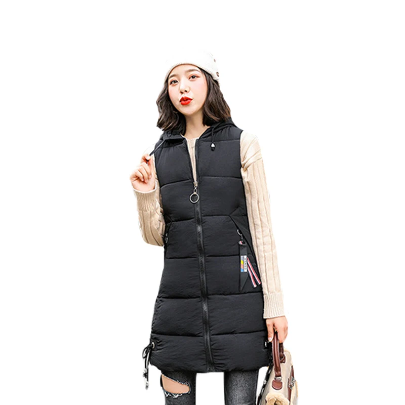 

Женский хлопковый жилет средней длины, Осень-зима 2021, новый стиль, корейская мода, приталенный хлопковый жилет с капюшоном H551