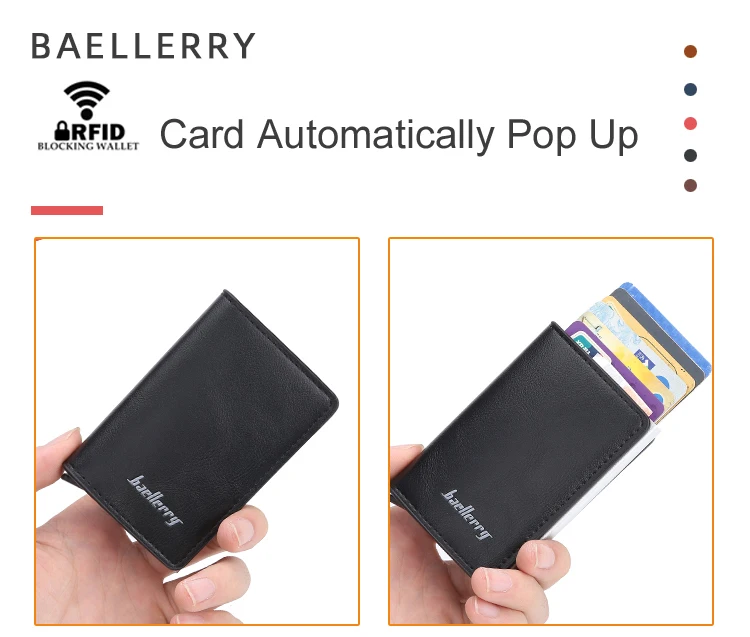 Baellerry RFID Блокировка Мужской кожаный кредитный держатель для карт мини алюминиевый чехол для банковских карт Защита ID маленький женский металлический кошелек