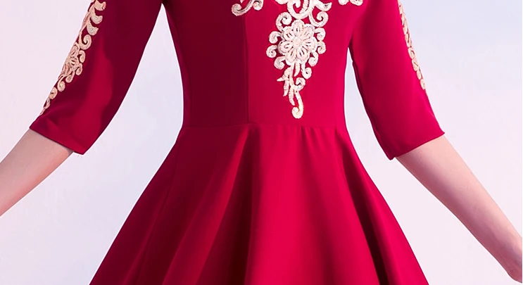 

Burgundy Party Dress Women Bride Cheongsam Chinese Style Wedding Qipao Elegant Long Dresses Mandarin Collar Gown Vestido XS-XXXL