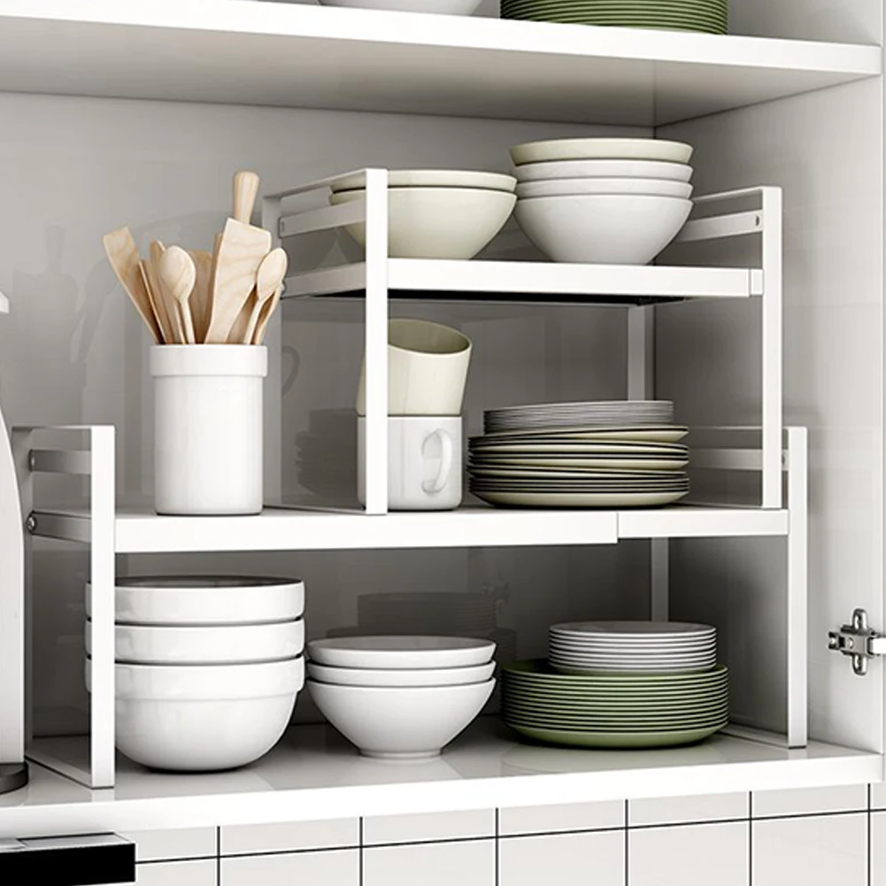 

Kitchen Cupboard Organiser Expandable Storage Shelf Spice Bowls Utensils Rack Pantry Unit For Kitchen Bar Place Dishes Seasoning