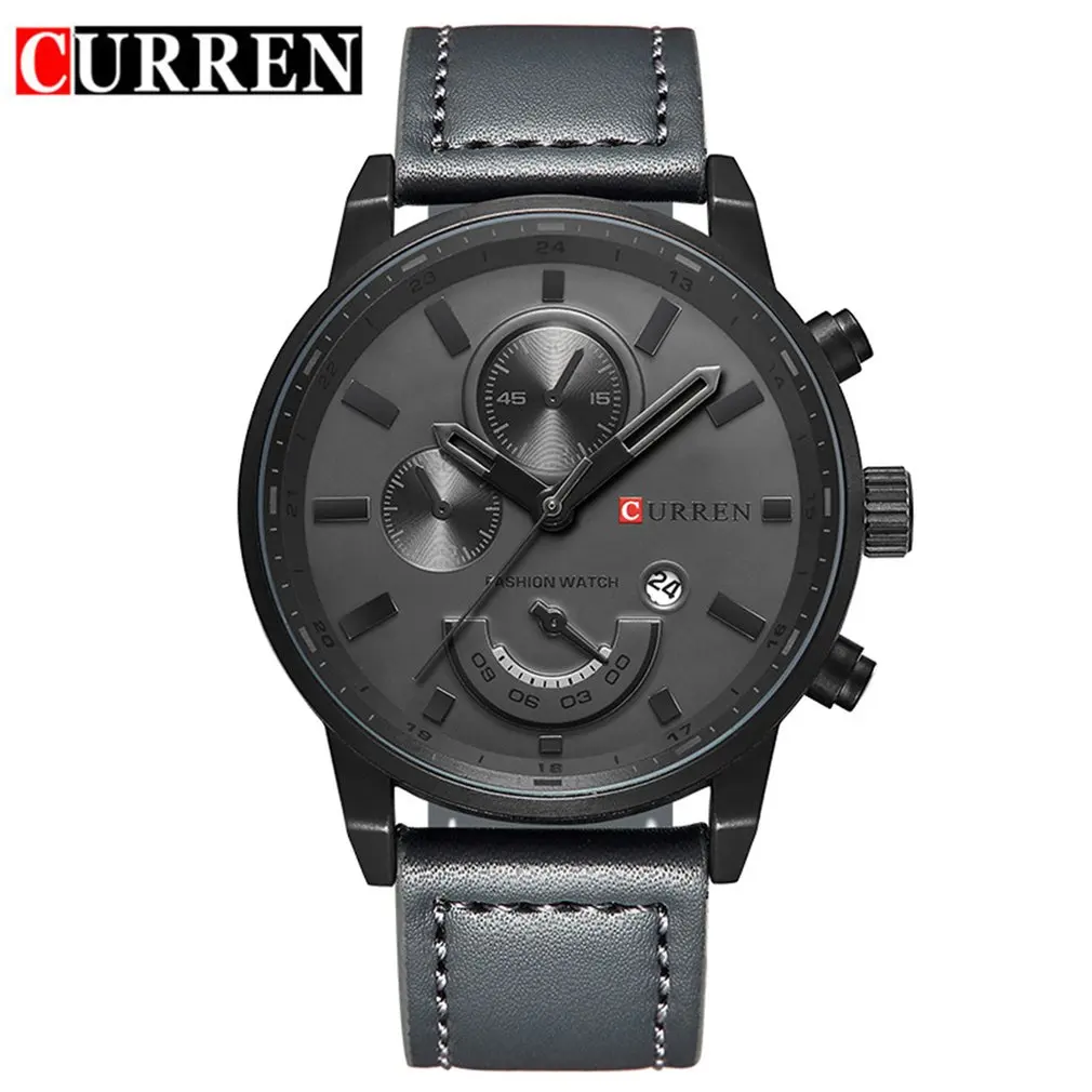 

Curren 8179 Multifunctional Design Men Big Round Dial Wrist Watch Business Style Fashionable Calender Quartz Watch Best Gift