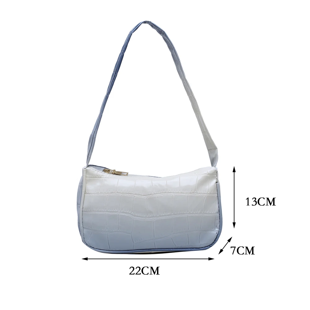 

Vintage Women Gradient Color Shoulder Underarm Bag Casual Ladies Stone Pattern Small Handbags Purse PU Leather Top-handle Bags