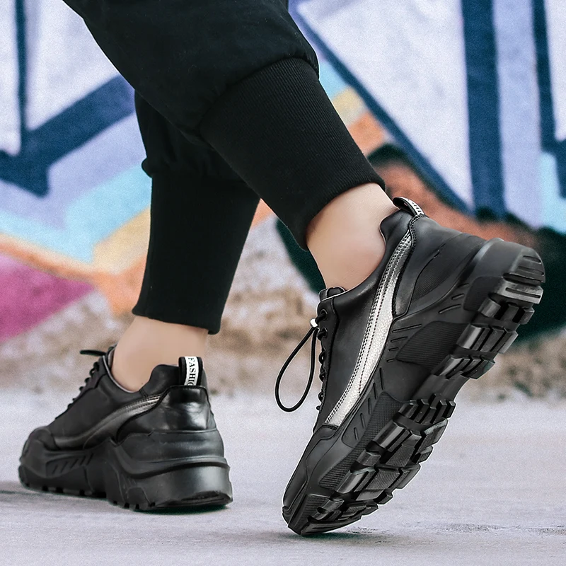 Lace Up Fashion Male Shoes Band New Men Genuine Leather Casual Leisure Height Increased Comfortable 2019 | Обувь