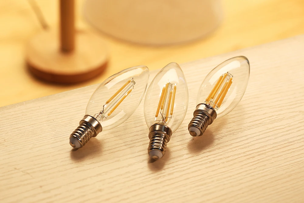 E14 Led Bulb 220v 240v 110v E12 2W 4W 6W C35 Candle Light Bulb Retro Edison Filament Lamp Chandelier Lighting Blub Home Decor