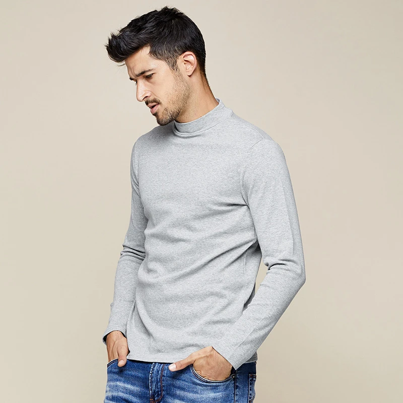 Мужская хлопковая футболка KUEGOU белая с длинным рукавом большой размер осень