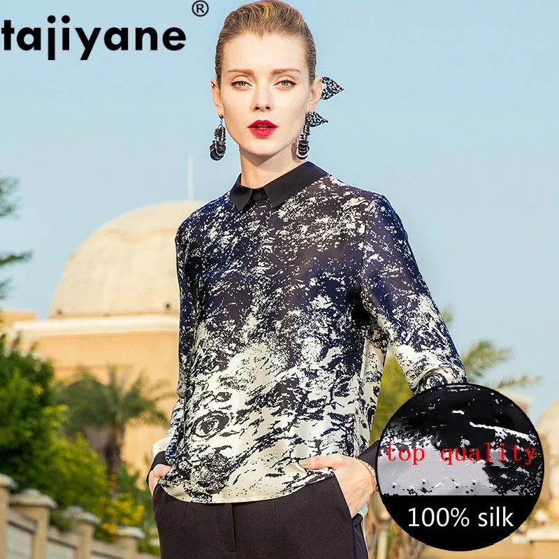 

Женская рубашка 100% блузка из натурального чистого шелка женская одежда 2021 корейские элегантные весенние блузки женские топы с принтом офис...