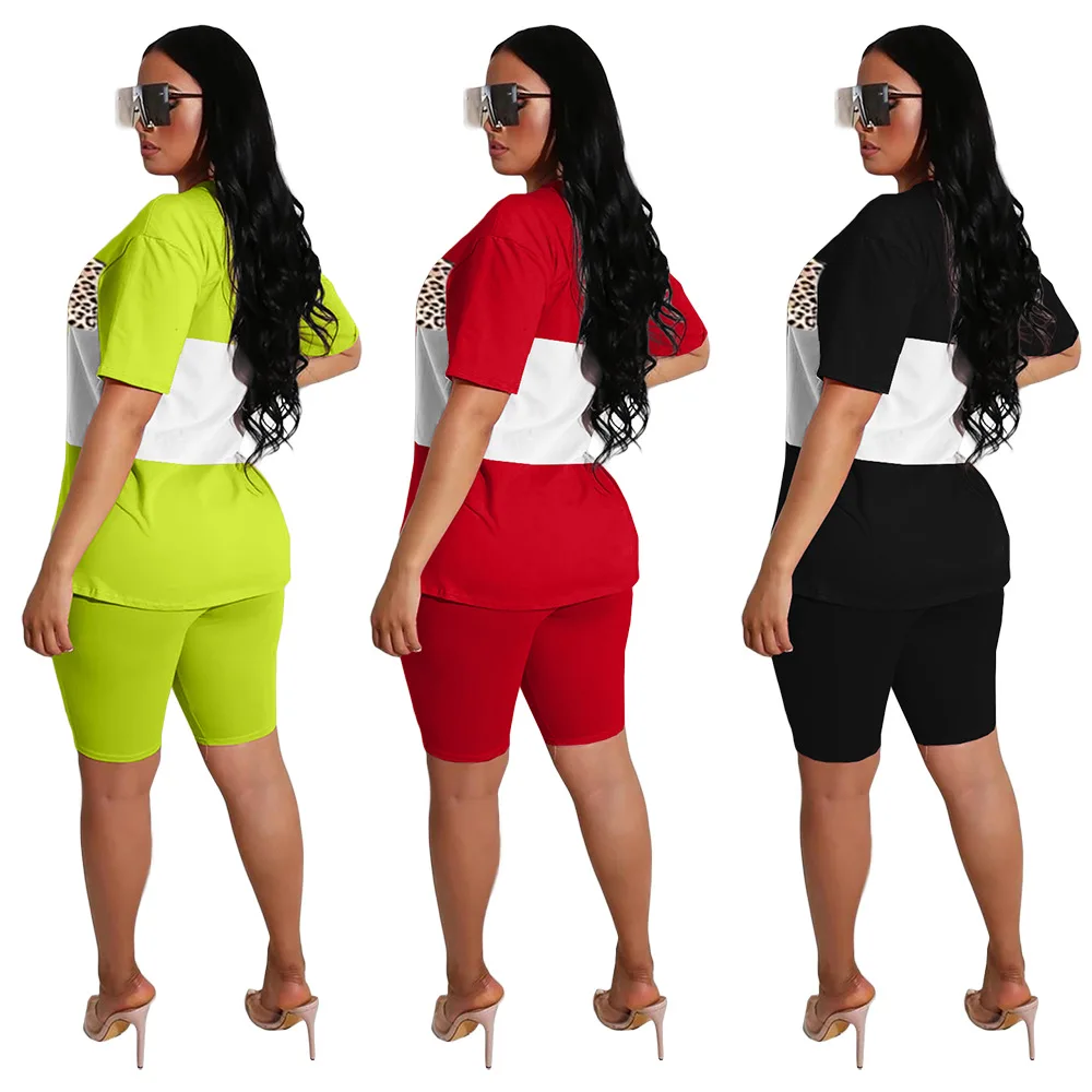 

Casual Women Two Piece Set 2020 Hot Sale Summer Streetwear Women O Neck Pullover T-Shirt And Shorts 3 Color Tracksuit