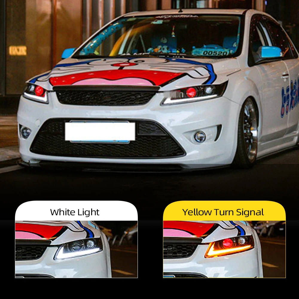 2 шт. светодиодный фары для Ford Focus 2009 2010 2011 Автомобильные ангельские глазки