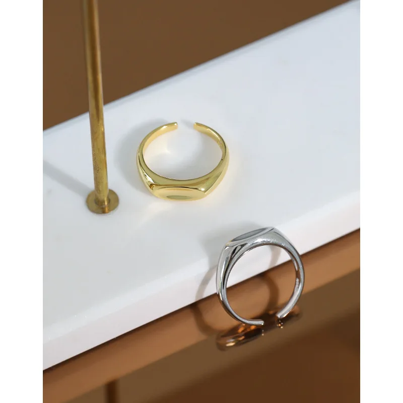 

YPAY 100% Genuine 925 Sterling Silver Open Rings for Women Korea INS Geometric Arc Smooth Bague Fine Jewelry YMR1168