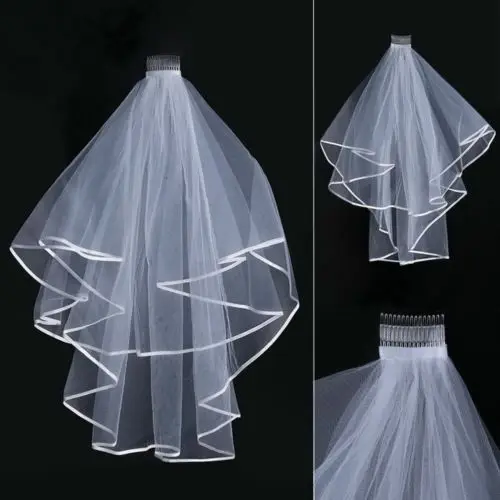 

Wedding Veil White Ivory Bridal Two Layers First Holy Communion Comb Hen Party