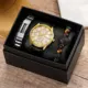Men's Business Quartz Watch Luxury Leather Watches Bracelet Gift Set in Box Man Elastic Bracelets New Year Gifts for Father Sons Other Image