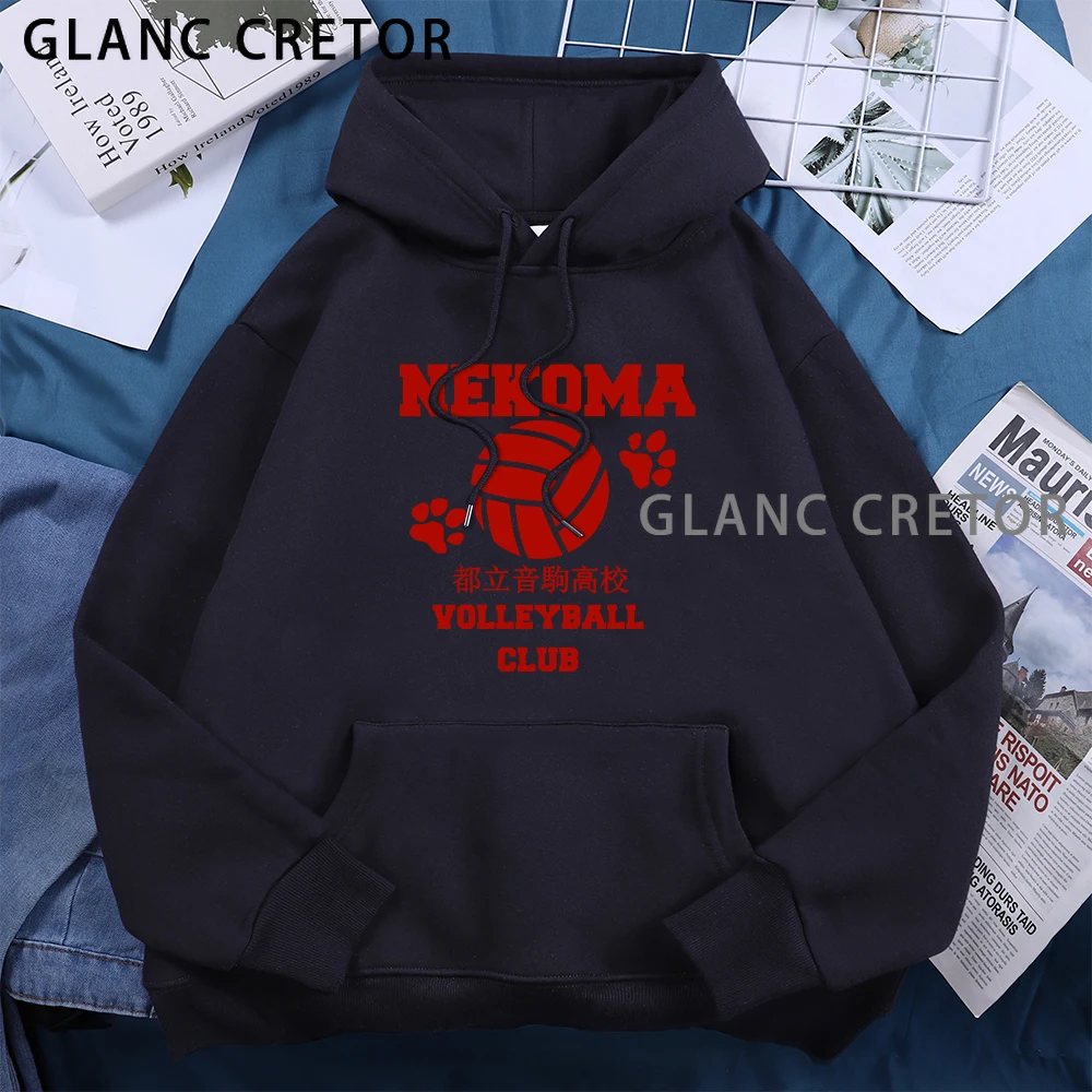 

Кошма Volleyball Club с красным принтом 90s Забавный худи Harajuku пуловер с рисунком из аниме для женщин Женский худи Kawaii пуловер Модные Ullzang