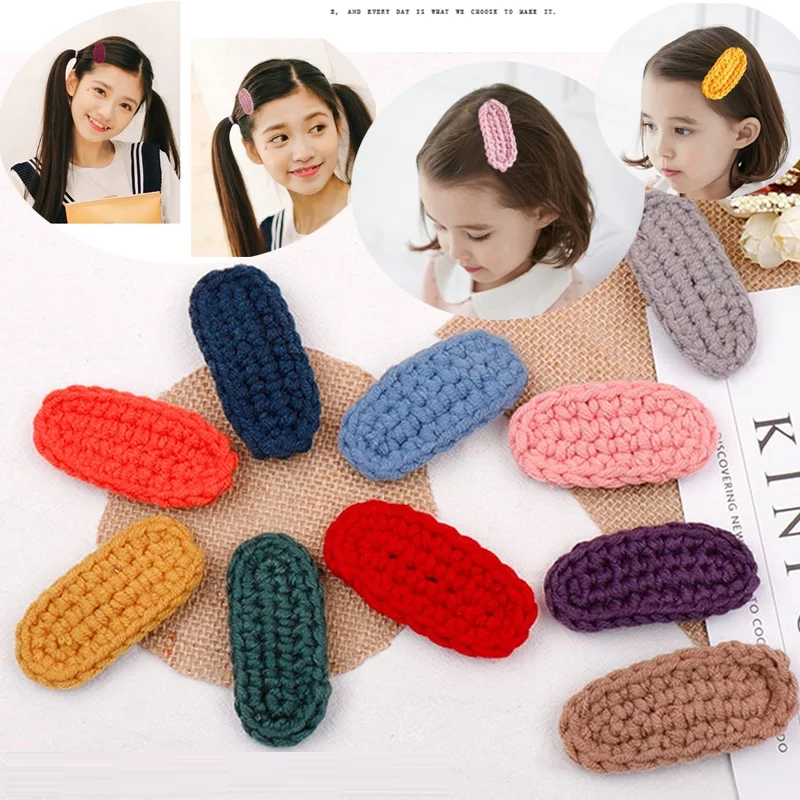 Зимняя вязаная заколка для волос M MISM девочек безопасная защита BB заколки