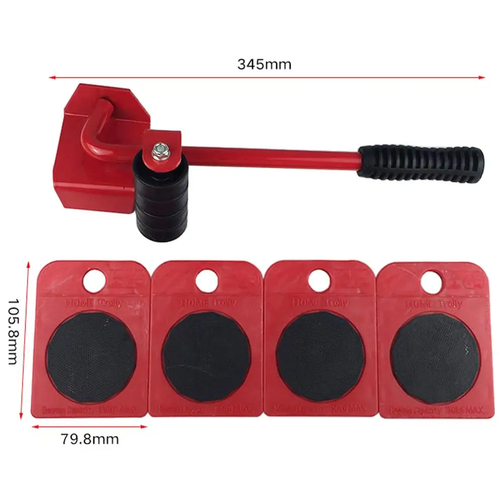5Pcs Furniture Lifter Sliders Kit Profession Heavy Roller Move Tool Set Wheel Bar Mover Device Max Up for 100Kg/220Lbs | Мебель