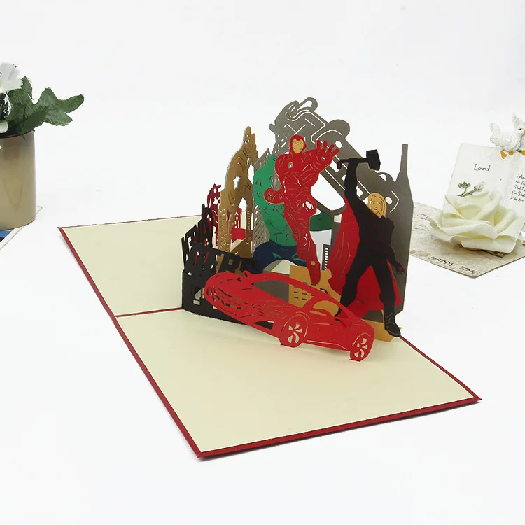 1 шт. тема Marvel мстители супергерой 3D стерео бумажная гравировка поздравительная