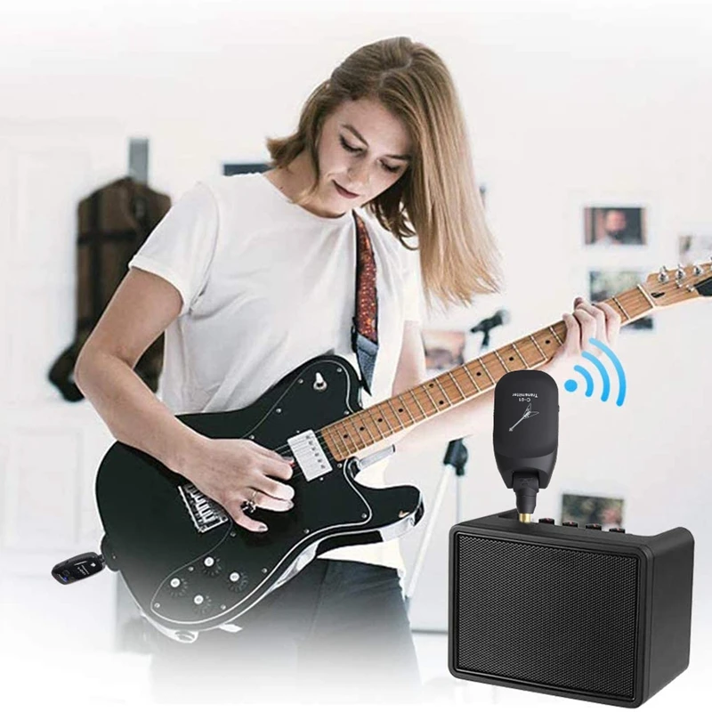 

Wireless Guitar System Built-In Rechargeable 4 Channels Receiver For Electric Guitar Transmitter Guitar Parts Guitar Pickup