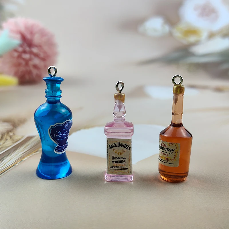 ApeUr 10pcs/pack 3D Alcohol Drink Beer Bottle Drink Charms Earring Keychain Jewlery Findings Phone Case DIY