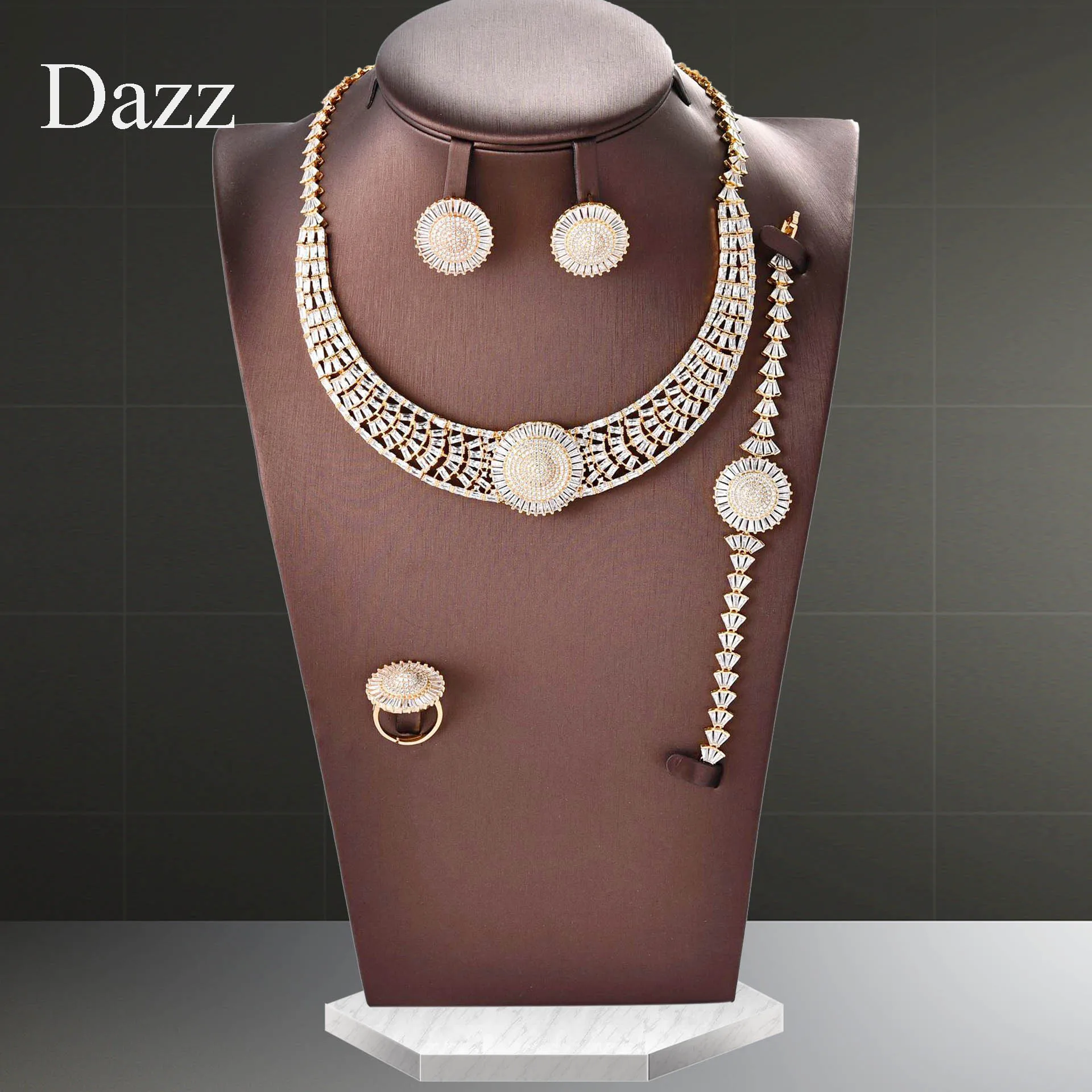 Dazz роскошное растение в форме листа женское искусство CZ Дубай золотой свадебный