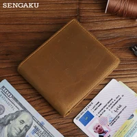 mens wallet vintage genuine leather wallet male handmade billfold coin purse short womens wallet