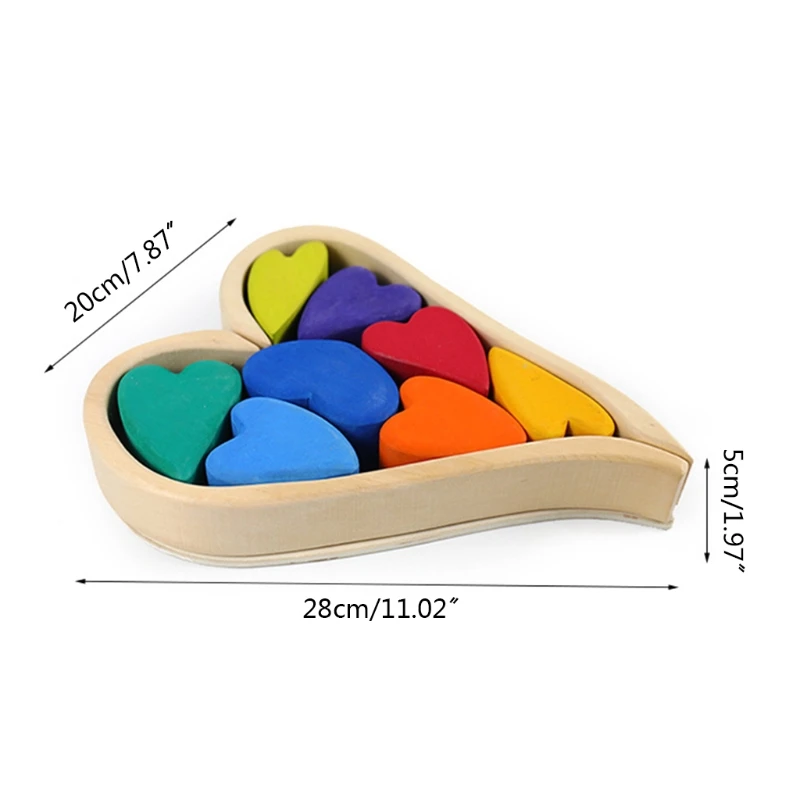

OOTDTY Baby Wooden Rainbow Puzzle Arch Bridge Assemble Educational Toys Gifts Stacking Building Blocks Set