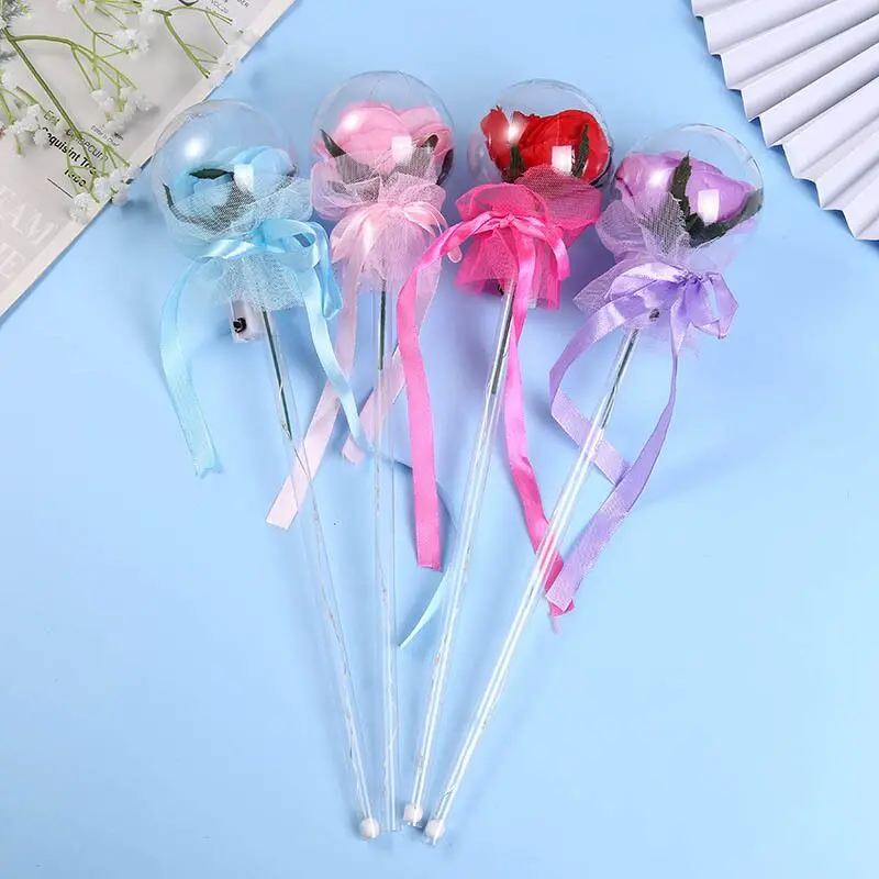 

1000pcs Handle LED Luminous Balloo Rose Romantic Balloon Transparent Wedding Birthday Party Rose Valentines Day