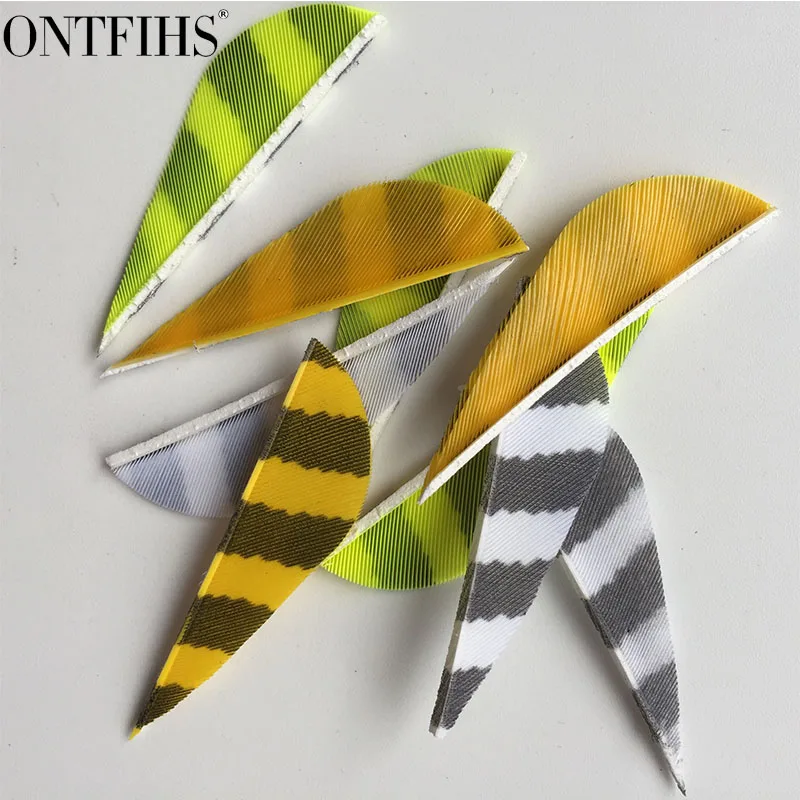 

50Pcs ONTFIHS New 2 Inch Parabol Striped One Side Archery Fletches Arrow Feather Fletching Arrow Feathers RW