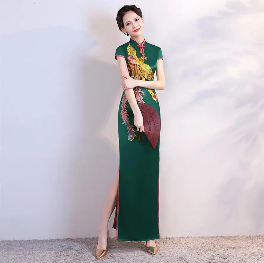 

Vintage Chinese Style Cheongsam Red Wedding Womens Formal Long Gown Qipao Party Evening Dress Retro Clothes