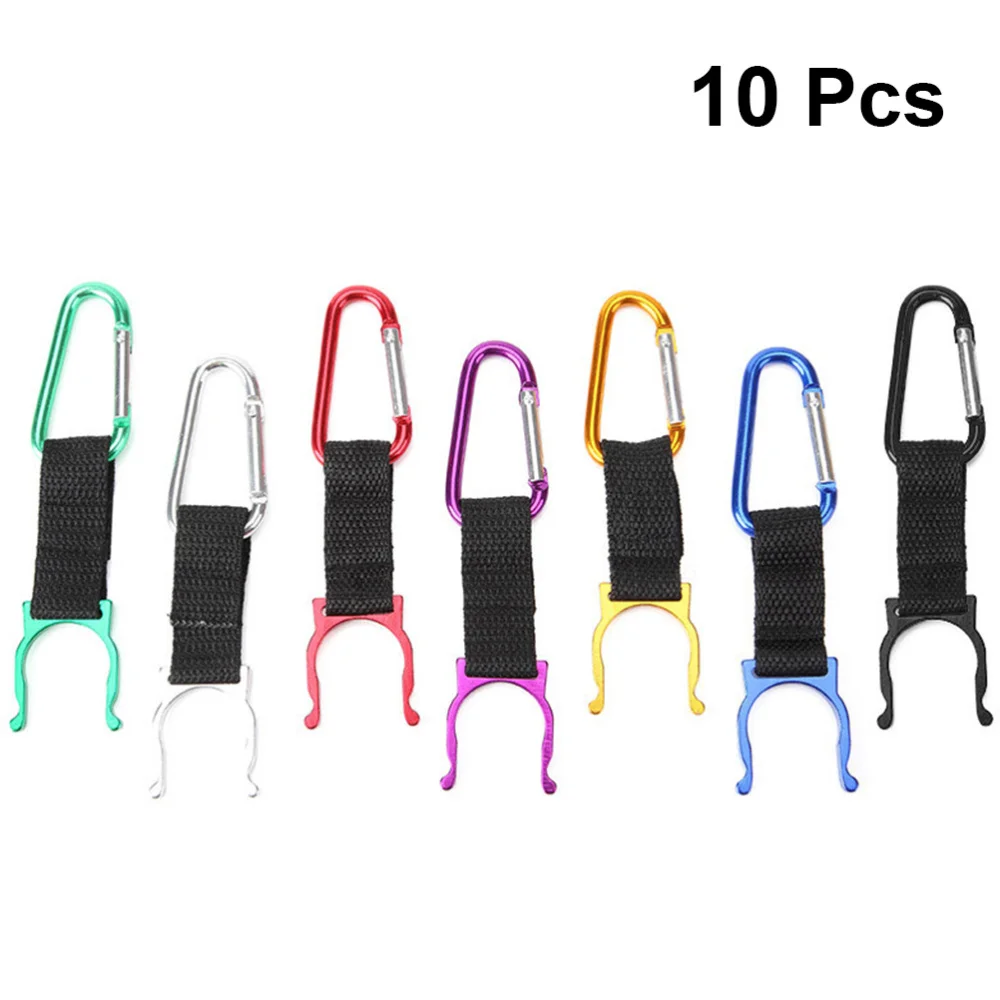 

10pcs D-shaped Hanging Buckle Portable Water Bottle Holder Mineral Water Bottle Clip for Camping Hiking (Random Color)