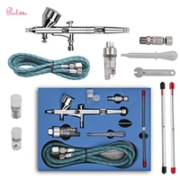 dual action gravity feed airbrush kit air brush spray gun with 0 3mm0 2mm0 5mm needles and air hose for temporary tattoo nail