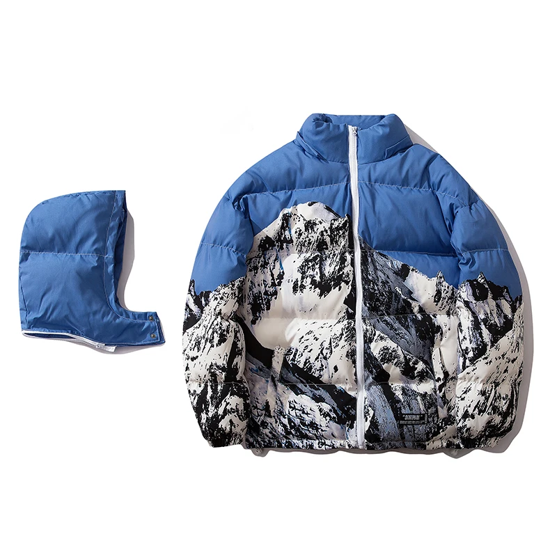 Пуховая куртка-парка с хлопковой подкладкой и принтом уличная одежда в стиле