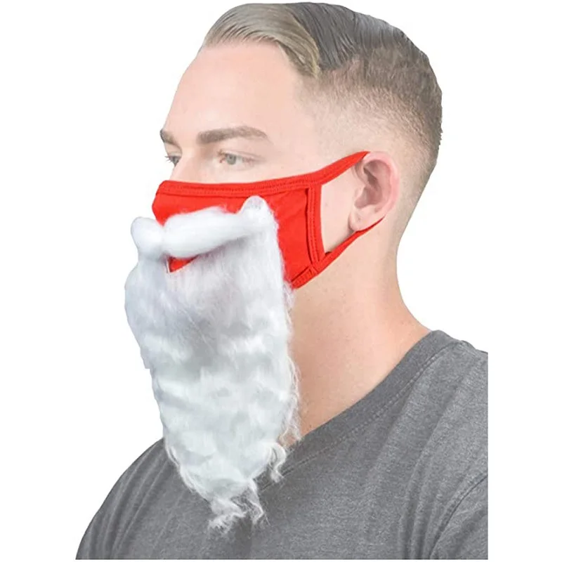 

10 Piece Christams Face Masks Washable Proof Protect Cotton Mask Fashion Santa Claus Beard Dress Up Accessories Happy New Year