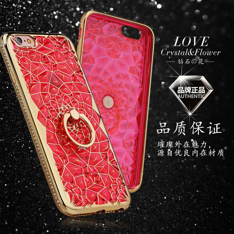 Для iPhone X Xs Max XR чехол Роскошные 3D мягкое кольцо Капа для iPhone 5, 5s, SE 6 S 7 8 плюс кольцо кремния блеск горный хрусталь Стенд Крышка