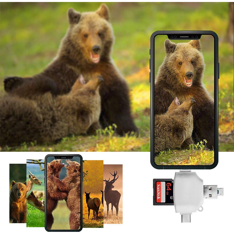 Supersonic 4 в 1 Micro SD кард-ридер для iPhone iPad/Android/Macbook tf карта адаптер с Micro usb type C игровая камера просмотра
