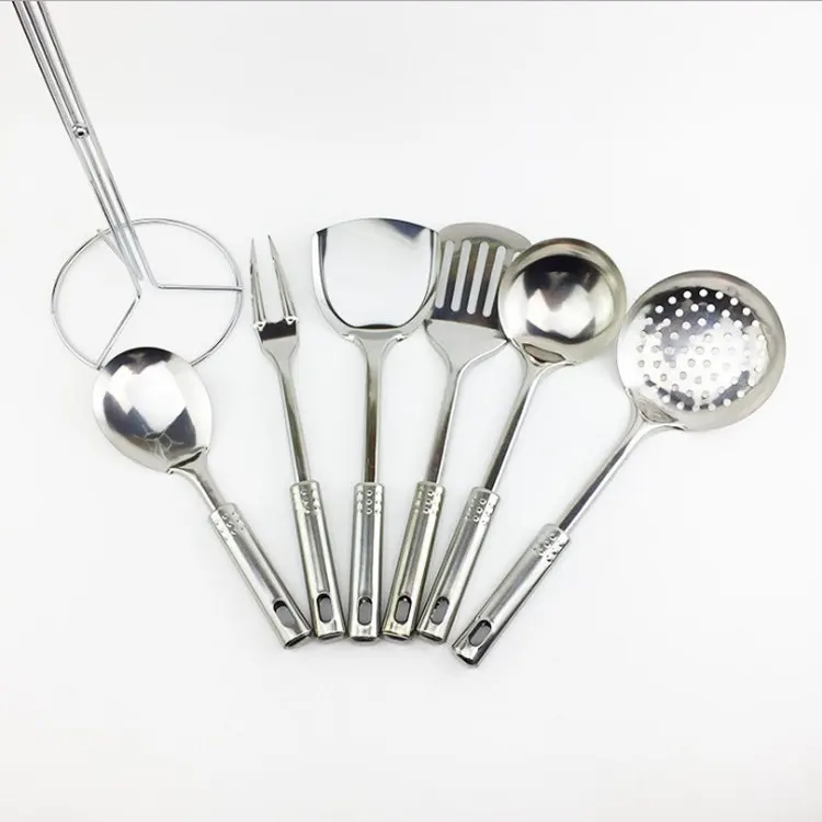 

7pcs/set Stainless steel Cooking Utensils Set Spatula Cooking Tools For Frying Pan Food Safety Stir Cooking pot spoon Kitchen