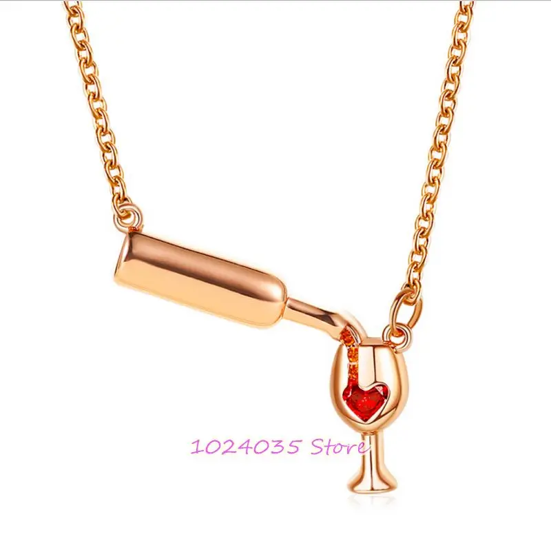 200 шт./лот модное женское ожерелье из розового золота с винным бокалом шикарные