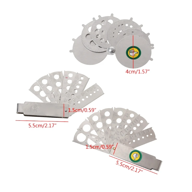 

Aluminum Folding Fan Diamond Karat Gemstone Mounting Gauge Measuring Carat Millimeters Gemologist Bead Jewelry Tools
