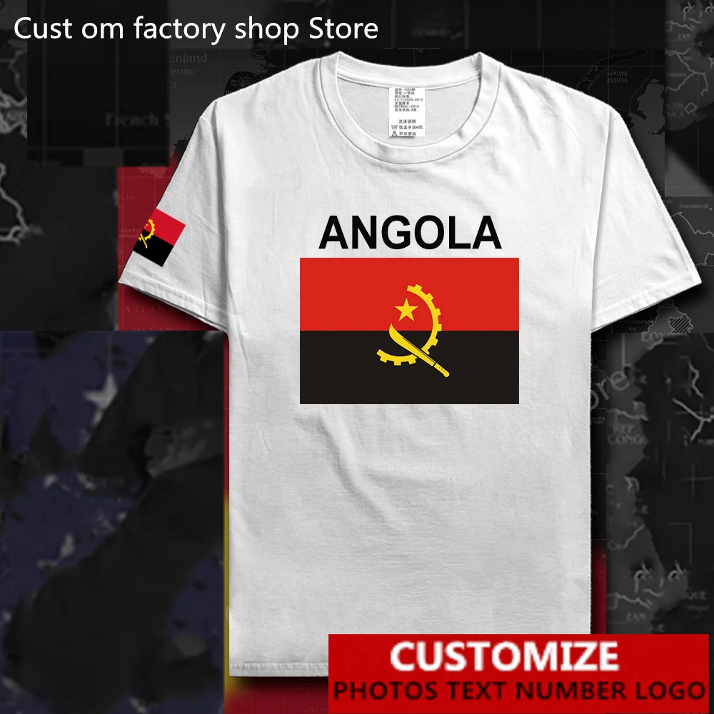 

Republic of Angola T shirt Free Custom Jersey DIY Name Number LOGO 100% Cotton Loose Casual T-shirt Country Angola Flag ​Tshirt