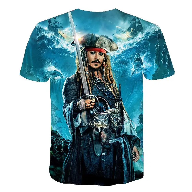 Новинка забавная футболка Мужская фильм Пираты карибы Джек Воробей с 3D принтом