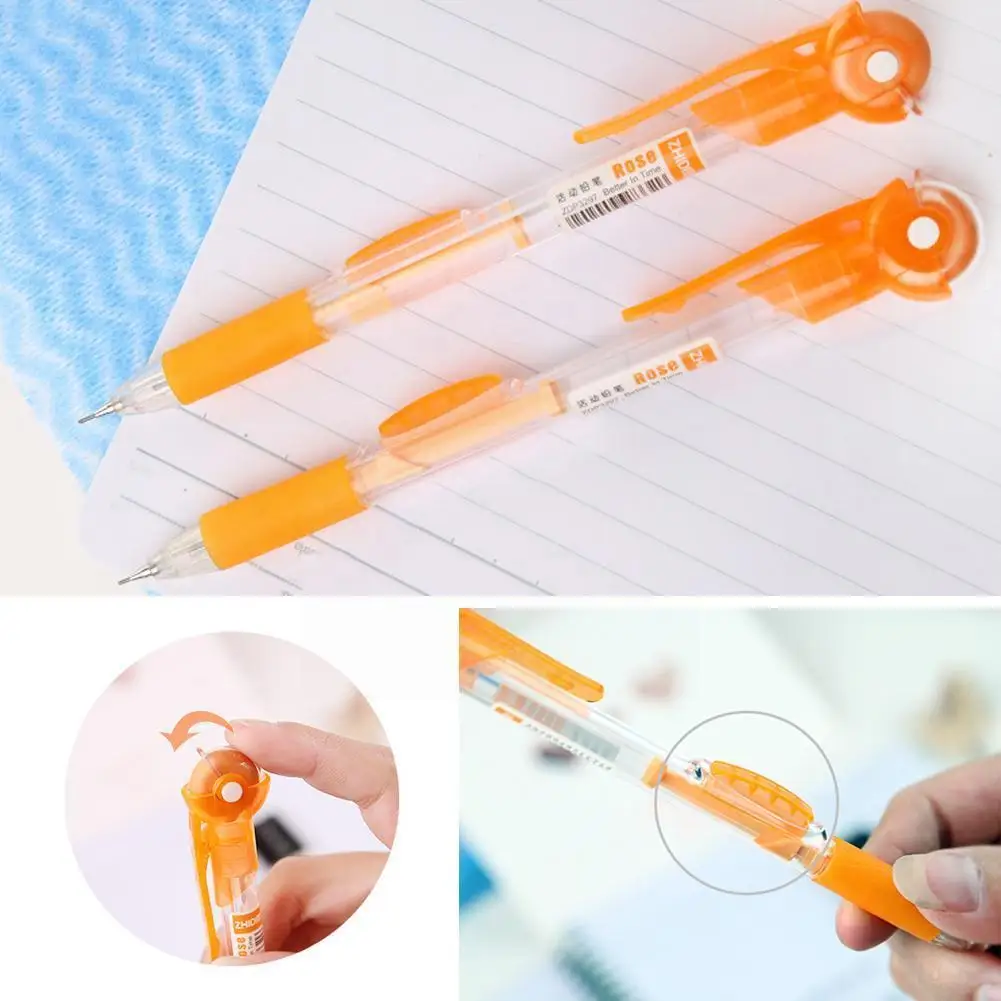 

1pcs 0.7mm Transparent Mechanical Pencils With Eraser As School Writing Supplies For Students Random Color W4v1