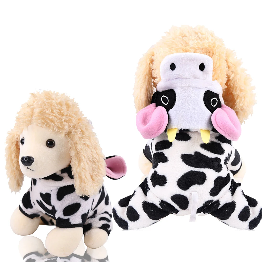 Щенок костюмы худи толстовки мягкие теплые фланелевые пижамы Корова пятнистый