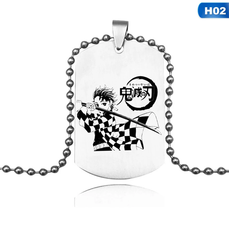 

Anime Demon Slayer: Kimetsu no Yaiba Kamado Tanjirou Cosplay Double-sided Necklace Fashion Pendant Chain Choker Accessories Gift