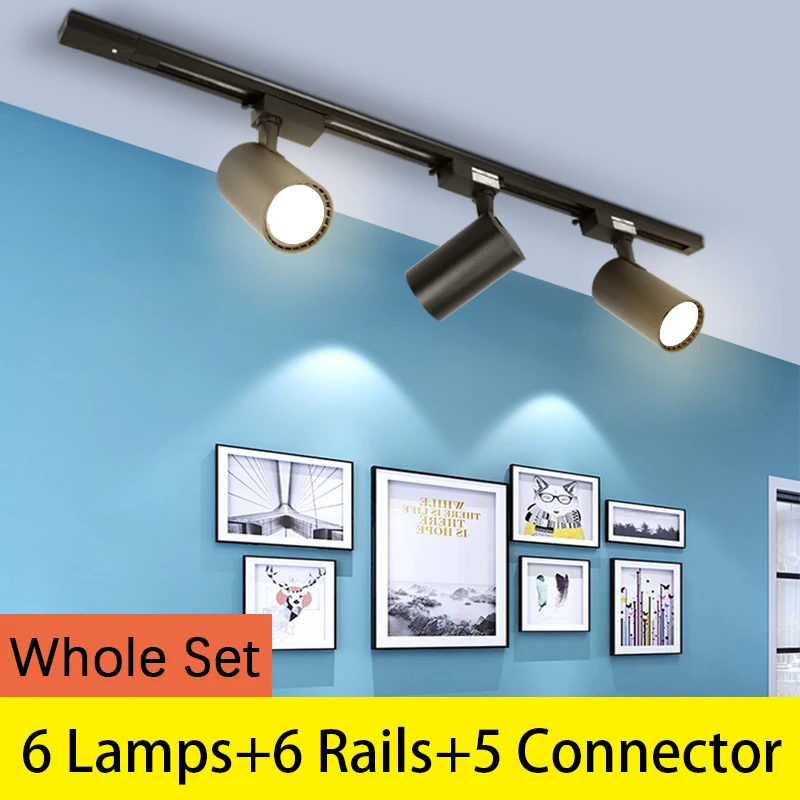 

Whole Set Led Track Light Lamps 12/20/30/40W Track Lighting System Led Track Rail Spot Light for Clothing Store 1M 0.5M Rail