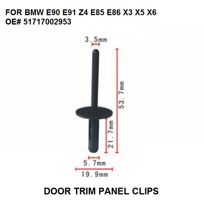 50 шт. Пластиковые Крепежные заклепки с отверстием 6 мм для BMW 51717002953 51777171004|Клипсы и