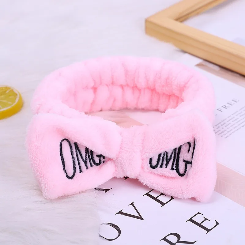 

New Letter "OMG" Coral Fleece Soft Bow Headbands for Women Girls Cute Hair Holder Hairbands Hair Bands Headwear Hair Accessories