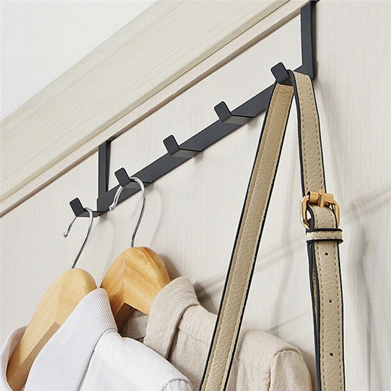 Hooks Over The Door 5 Hooks Home Bathroom Organizer Rack Clothes Coat Hat Towel Hanger Bathroom Kitchen Accessories Holder Rack